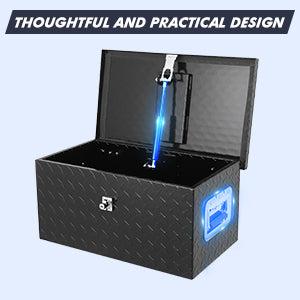 【Black Friday】GARVEE 20 Inch Heavy Duty Aluminum Diamond Plate Tool Box with Lock and Keys, Waterproof Storage Organizer for Pick Up Truck Bed, RV Trailer/Van, Features Side Handle for Easy Transport.