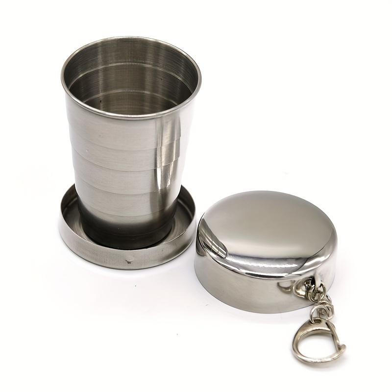 2.54/5.07/8.45oz Stainless Steel Folding Cup, Camping Cookware Retractable Teacups