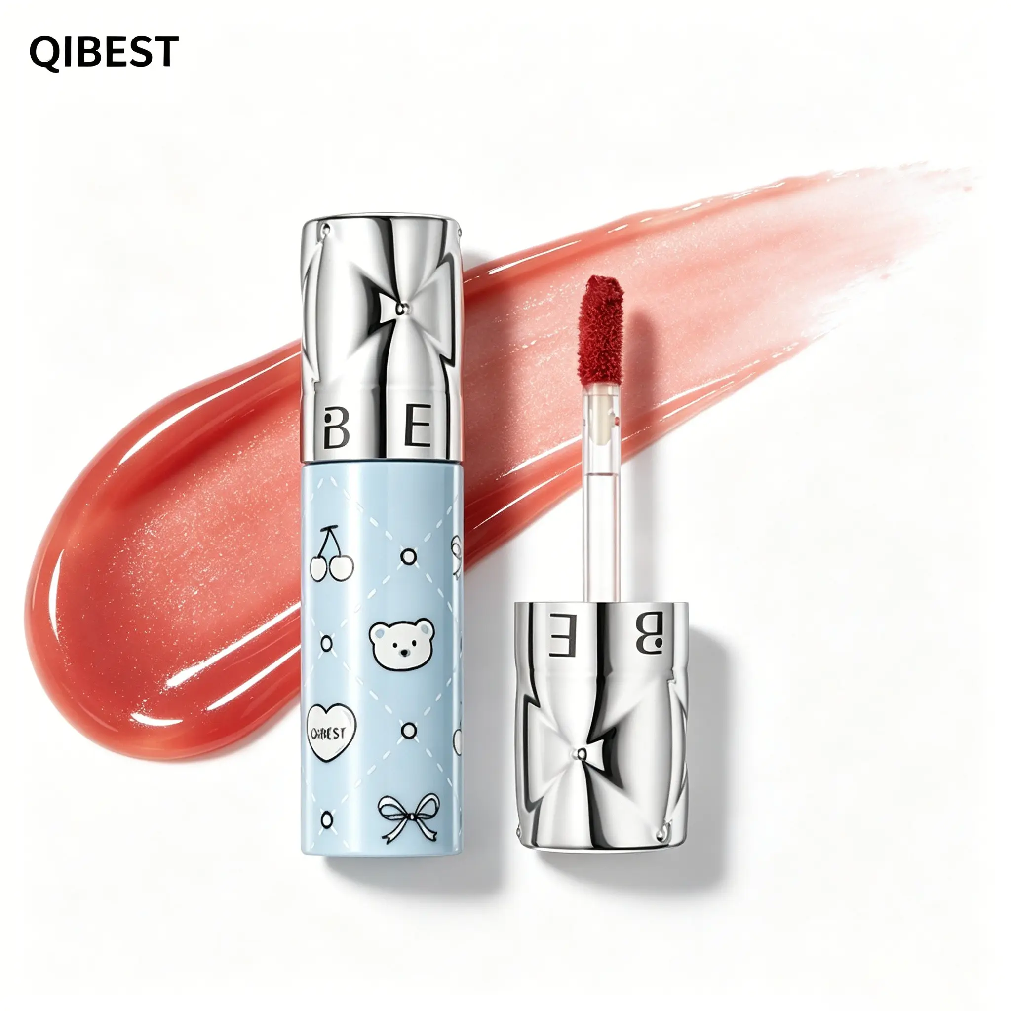 QIBEST Soft Bear Matte Lip Mud, Velvety Soft Matte Lip Tint, Long Lasting & Non-Drying, Blurred Blur Lip Finish, Multiple Shades, Makeup
