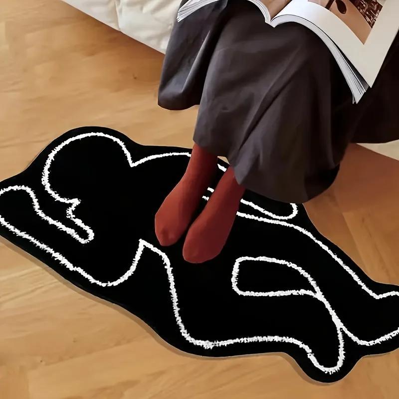 VIKAMA Crime Scene Creative Rug Comfortable Noise-Reducing Entrance Mat Bedroom Entryway Bedside Rug Home Decor