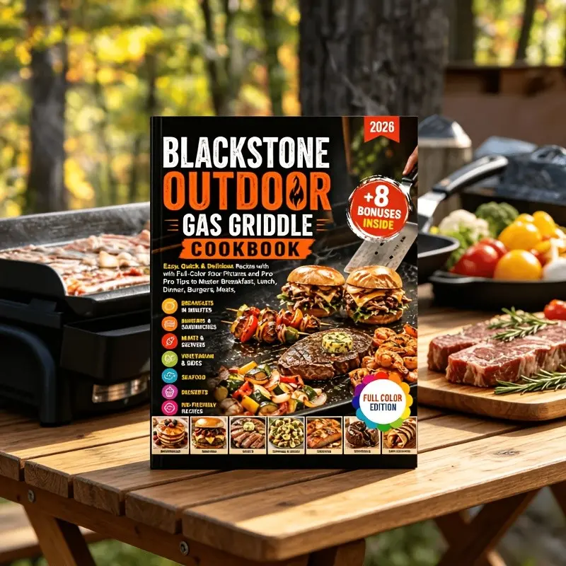 Outdoor Gas Griddle Cookbook, Easy Quick Delicious Recipes, Full Color Pictures, Pro Tips for Breakfast Lunch Dinner Burgers Meats Veggies Seafood