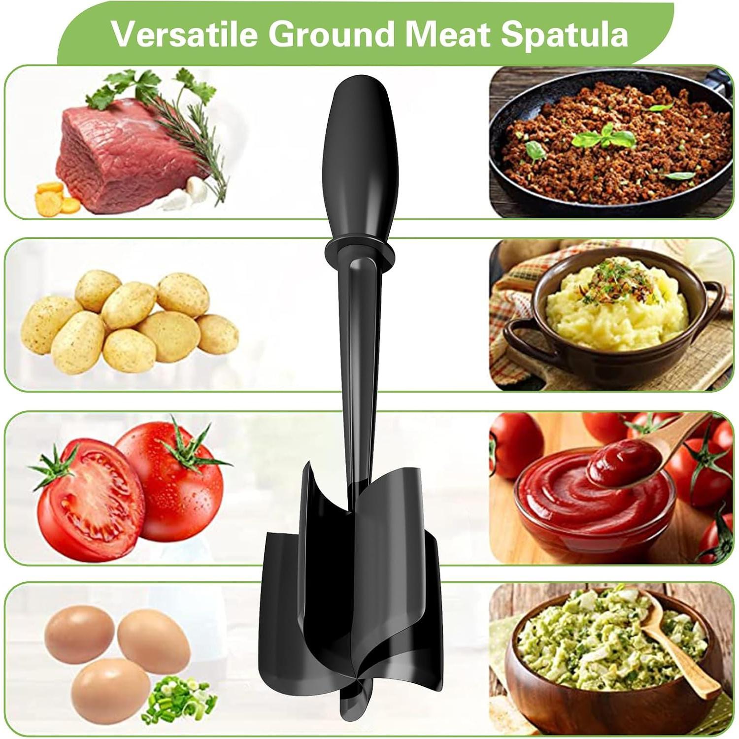 Meat , 5   Ground Beef Smasher, Heat Resistant Hamburger Smasher Tool, Nylon  Masher Utensil, Ground Meat , Meat Separator Tool for Hamburger, Non Stick Mix