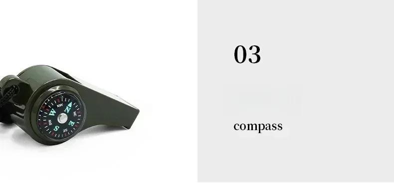 Multifunctional Emergency Survival Whistle with Compass & Lanyard, Loud Safety Whistle for Hiking, Camping, Climbing & Outdoor Sports