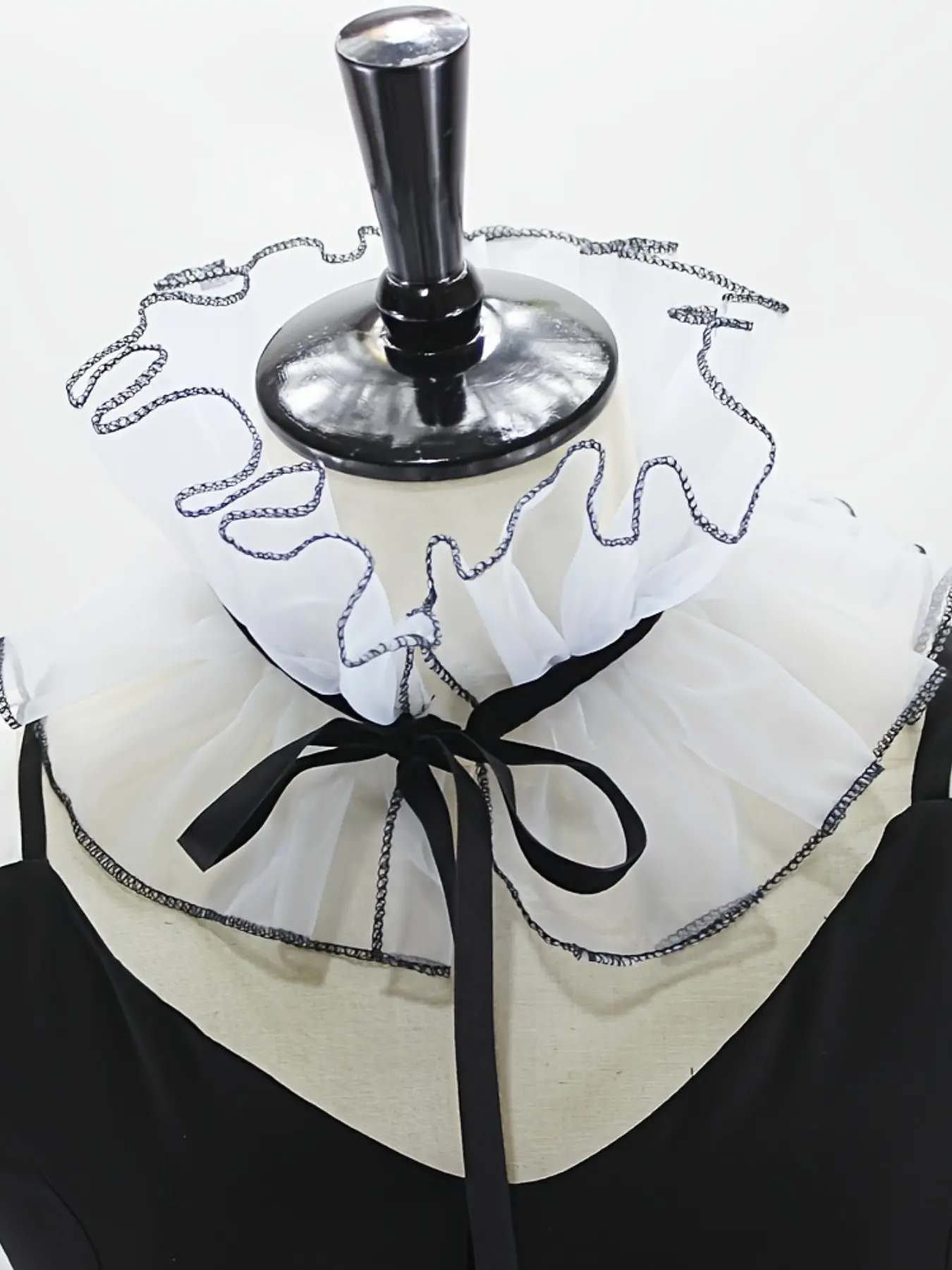 Victorian Hard Mesh Ruffled Collar Women's Retro Renaissance Elizabethan Medieval Role Play Transparent Netting Scarf Collar