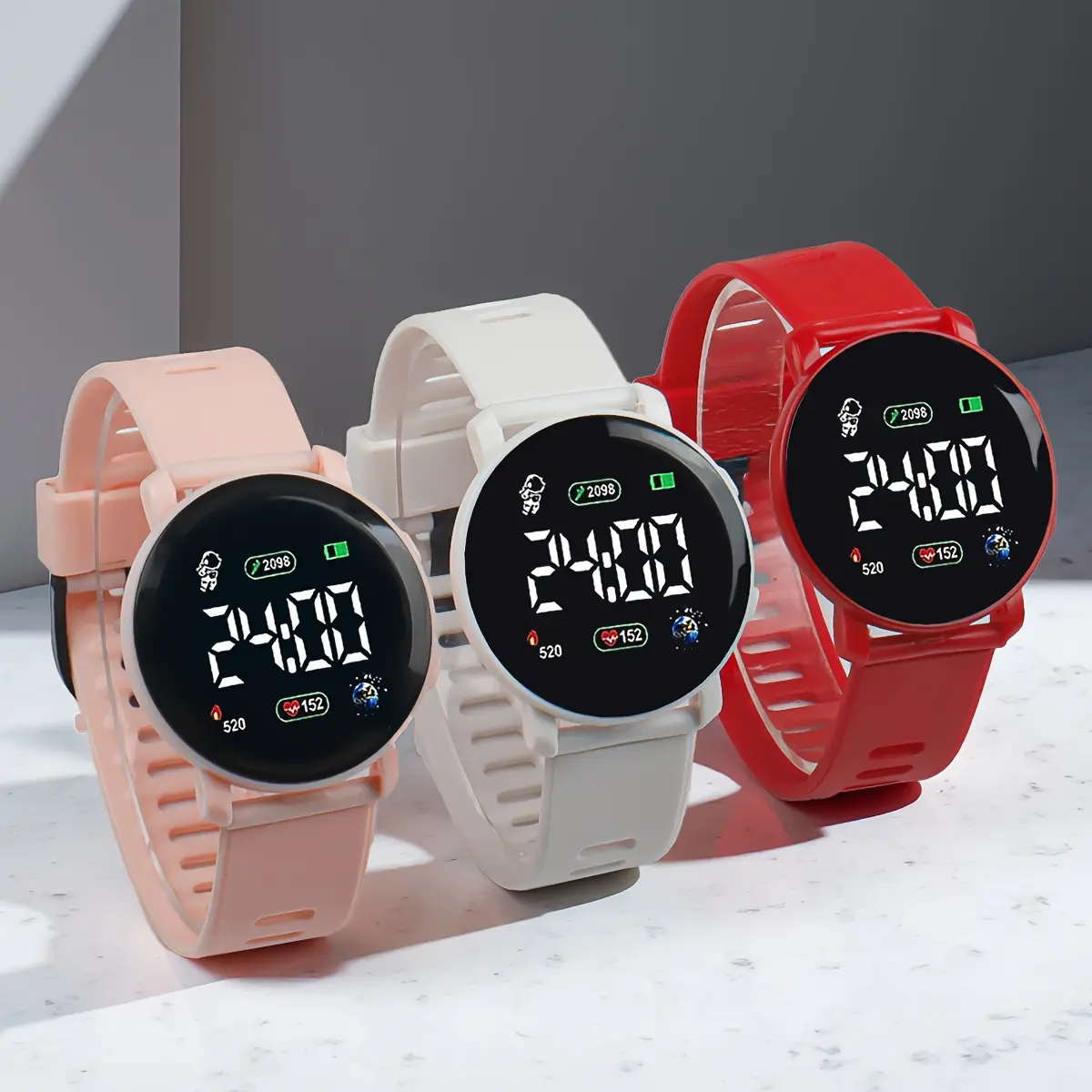 3pcs New LED Digital Watch Astronaut Casual Sports Unisex Wristwatch
