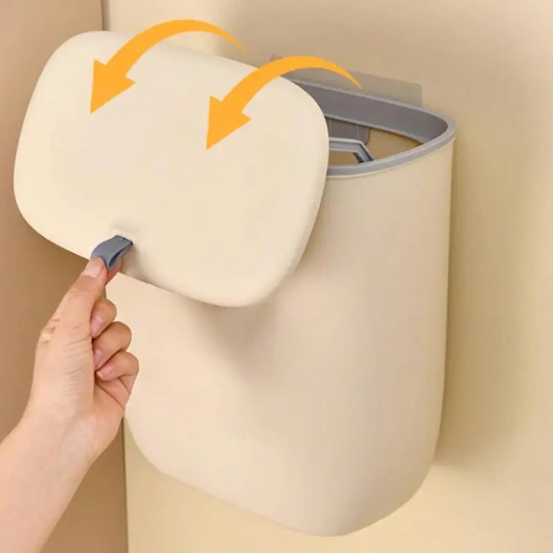 1 kitchen compost bin / covered hanging trash can / plastic trash can, suitable for the kitchen cabinet door under the sink / wall-mounted sliding open trash can / beige countertop trash can /