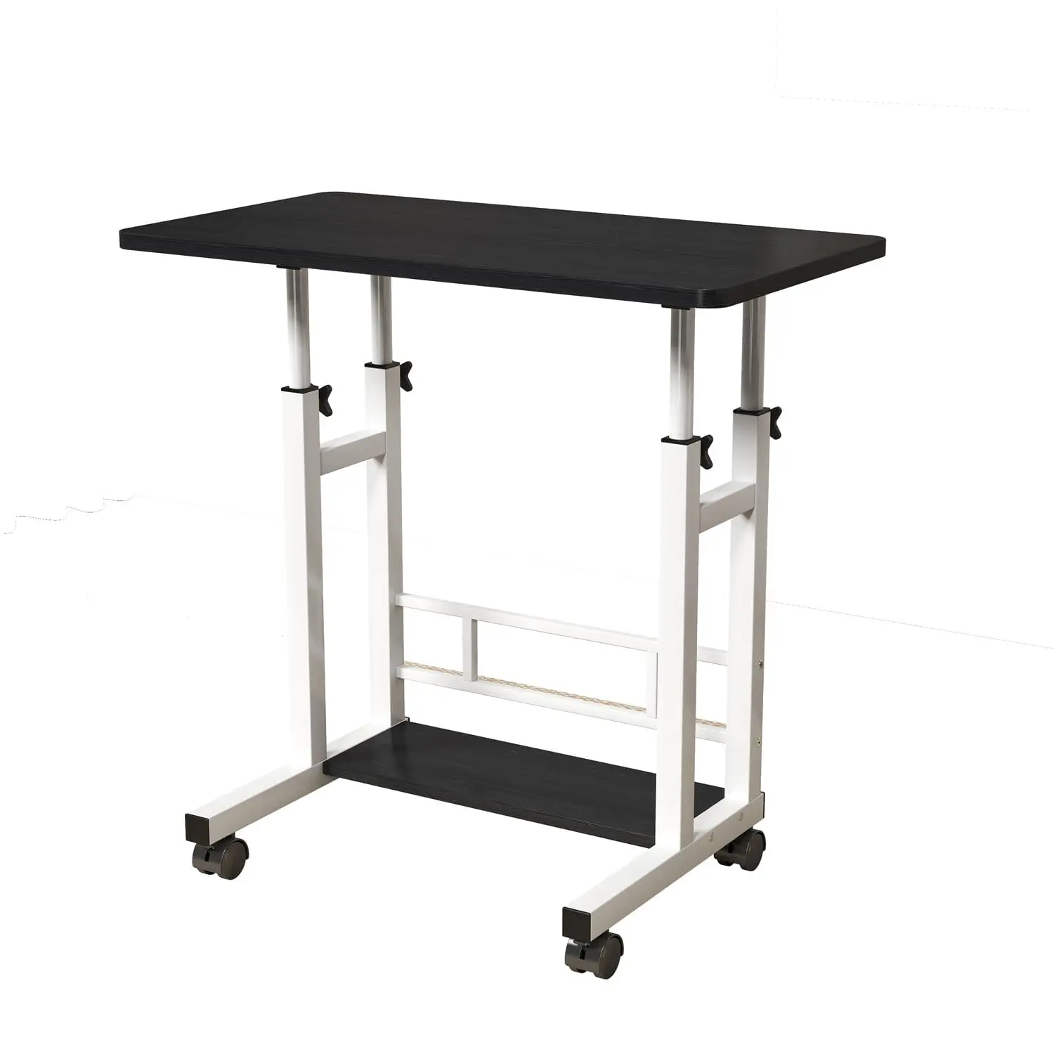 GARVEE Adjustable Height Small Standing Desk with Wheels, Mobile Portable Rolling Laptop Table and Computer Workstation, Sit Stand Treadmill Desk, 31.5x15.75 Inches, Height Range 27.16"-35.43", Black