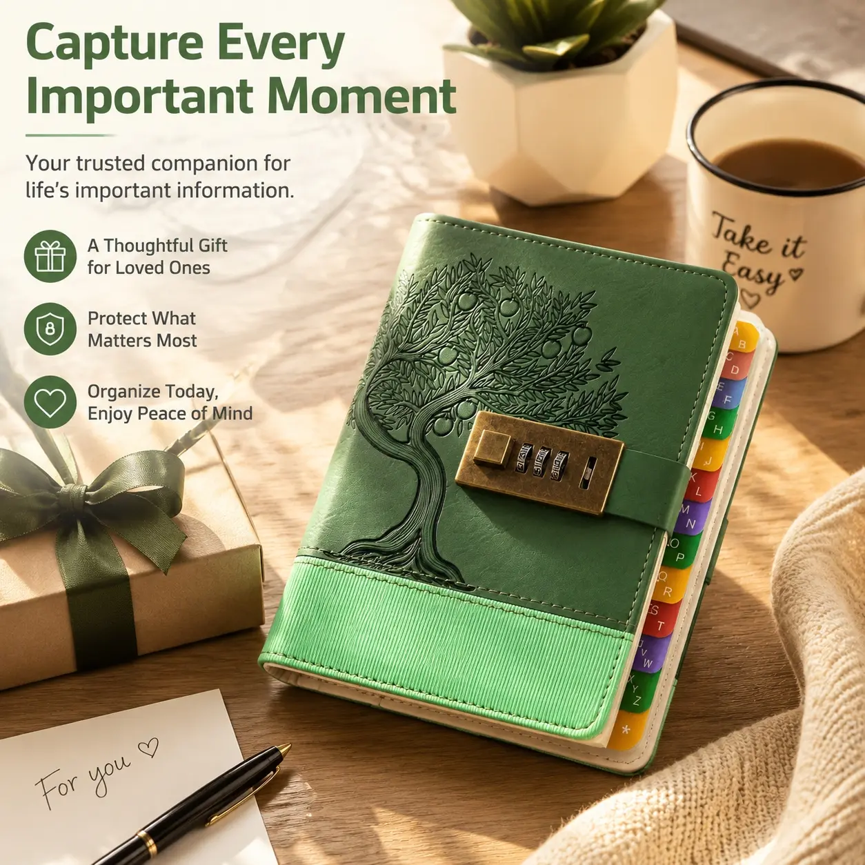 English password book, Wisdom Tree, Business Office Diary, Website Address Book, Notebook, Password Journal