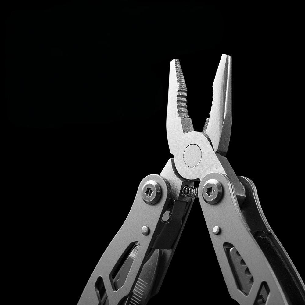 Silver Color Folding Pliers Stainless Steel Multi-Function Tool Clip, Comfort Grip Non-Slip Design Compact Portable Storage Easy Carry