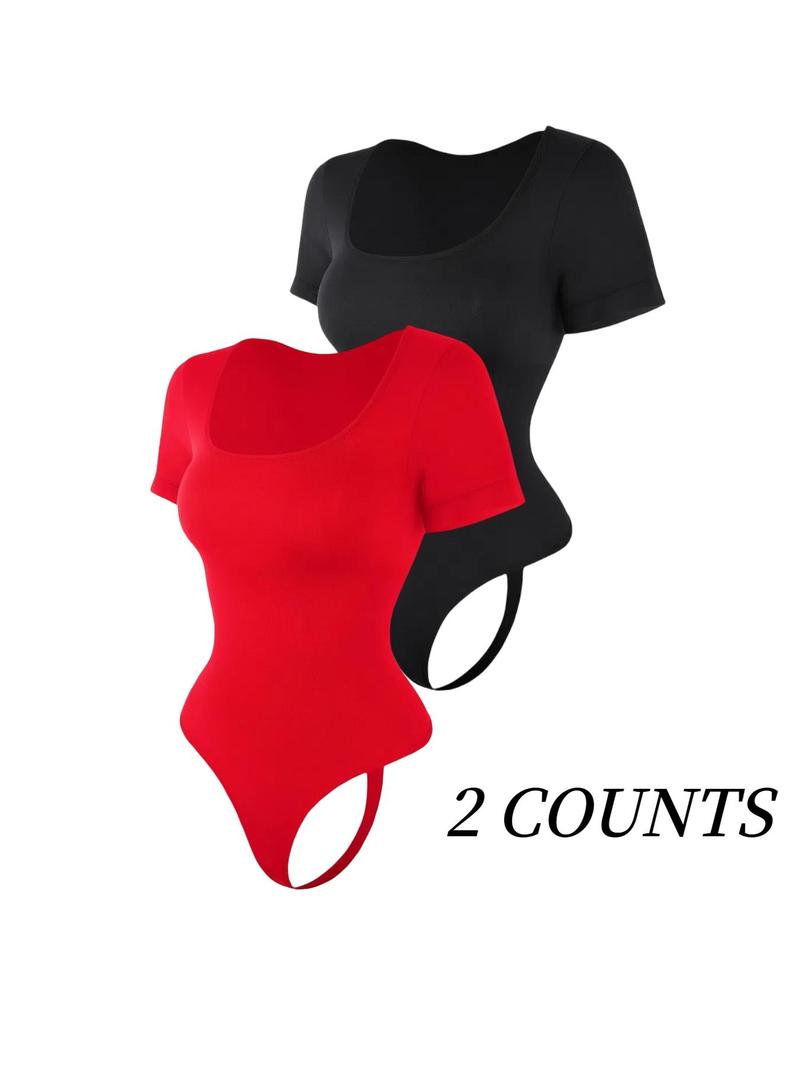 Women's Solid Color Square Neck Shapewear Bodysuit, High Compression Bodysuits, Tummy Control Butt Lifting, Women's Shapewear for All Seasons Women's Solid Color Square Neck Shapewear Bodysuit, High Compression Bodysuits, Tummy Control Butt Lifting, Women's Shapewear for All Seasons