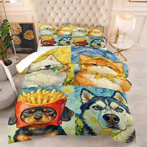 Oil Painting Style Animal Pattern Comforter Set, Soft And Comfortable Bedding Set, Including 1 Comforter And 1 Or 2 Pillowcases Without Pillowcases, Suitable For Decorating Bedrooms, Dormitories, And Guest Rooms For Teenagers And Adults