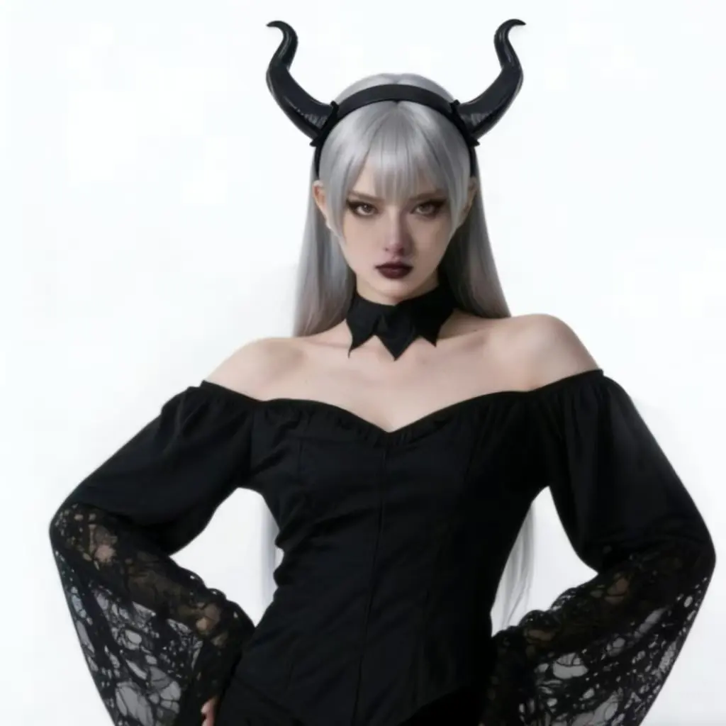 Devil Horn Headbands With Red And Black Color Matching For Costume Parties And Masquerade Events, Elastic Head Frame Design To Offer Stable Wearing Experience For Holiday Cosplay Styling Womenswear Clothes