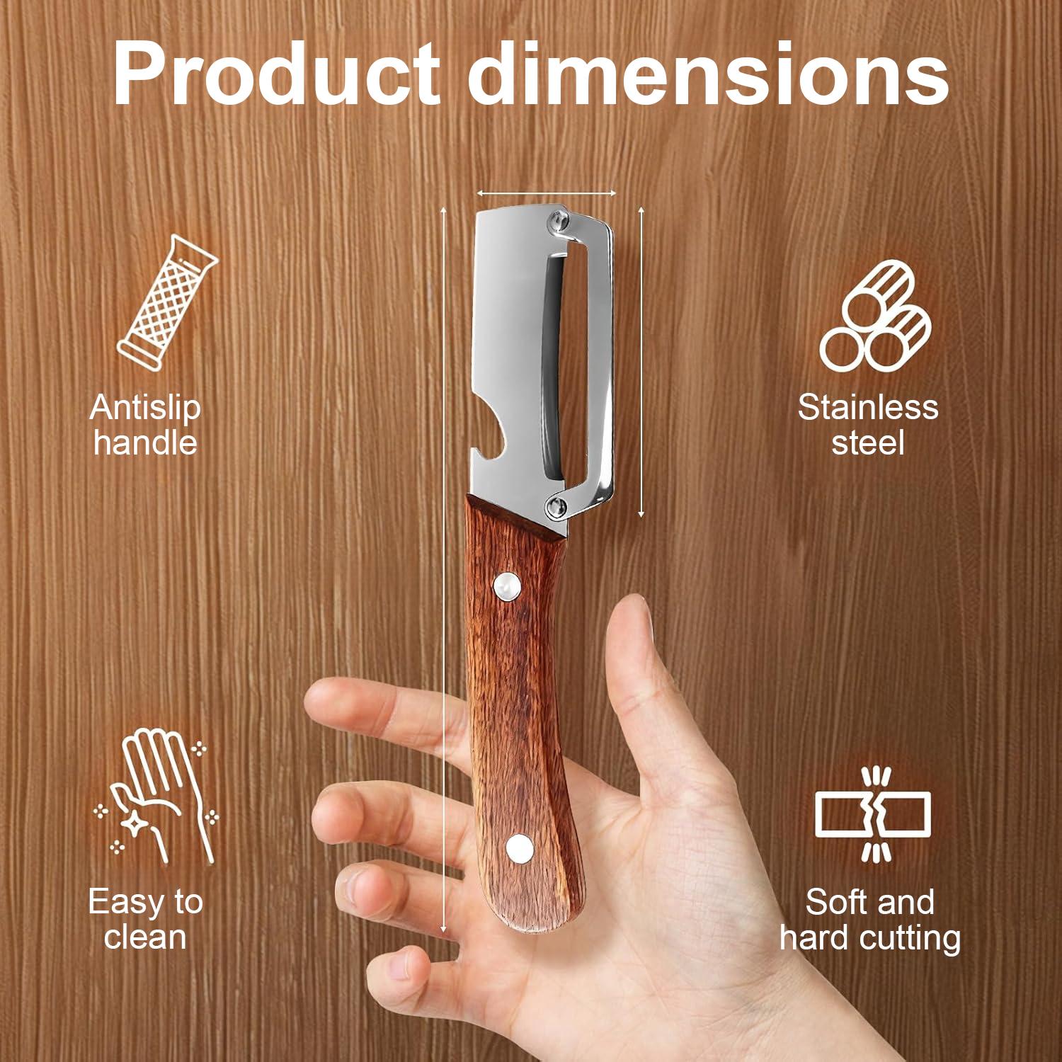 Multi-Functional Stainless Steel Peeler with Bottle Opener Peeling knife with Wooden Handle Kitchen Tool for Fruit Potato Pumpkin Papaya Sugarcane