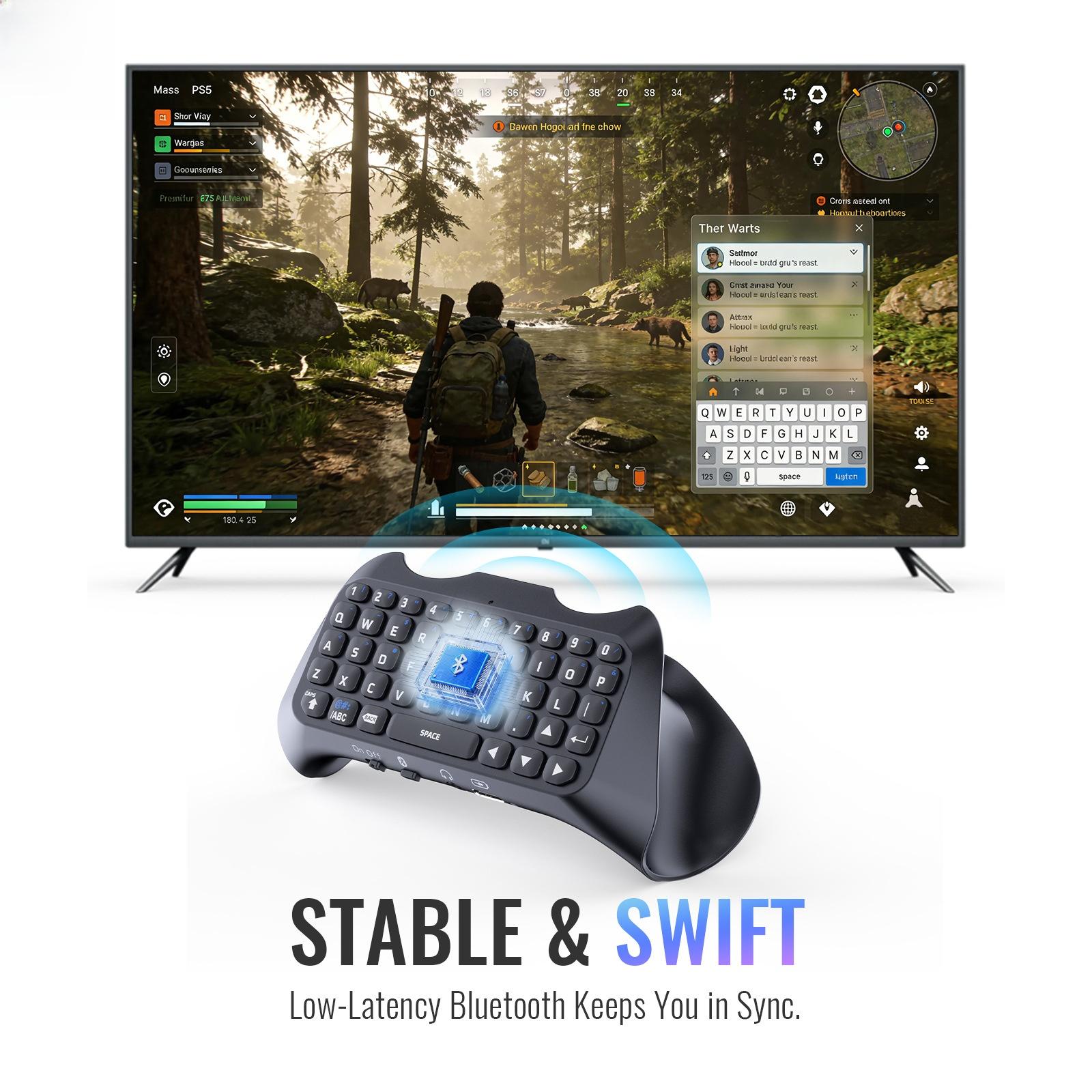 🎙️ PS5 Controller Wireless Keyboard |   Built-in Speaker for Voice Chat - Gamer Must-Have ✅ PS5 Wireless Controller Keyboard with Speaker |   Lag-Free Voice Chat - Essential Accessory
