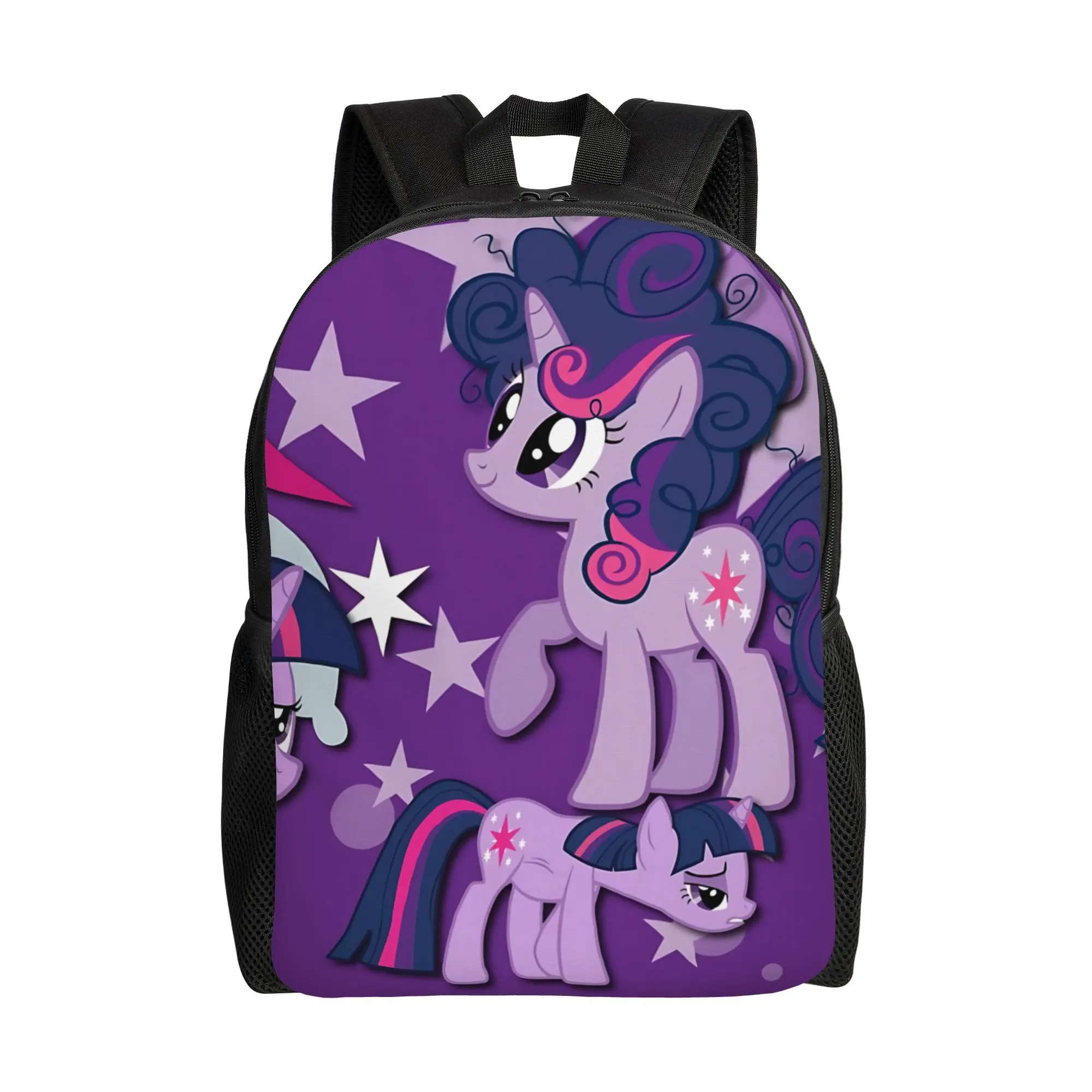 One themed backpack featuring Twilight Sparkle and My Little Pony designs - lightweight, washable, zipper closure, suitable for school, birthday parties, and work (compatible with shoulder straps), suitable for teenagers. bookbag