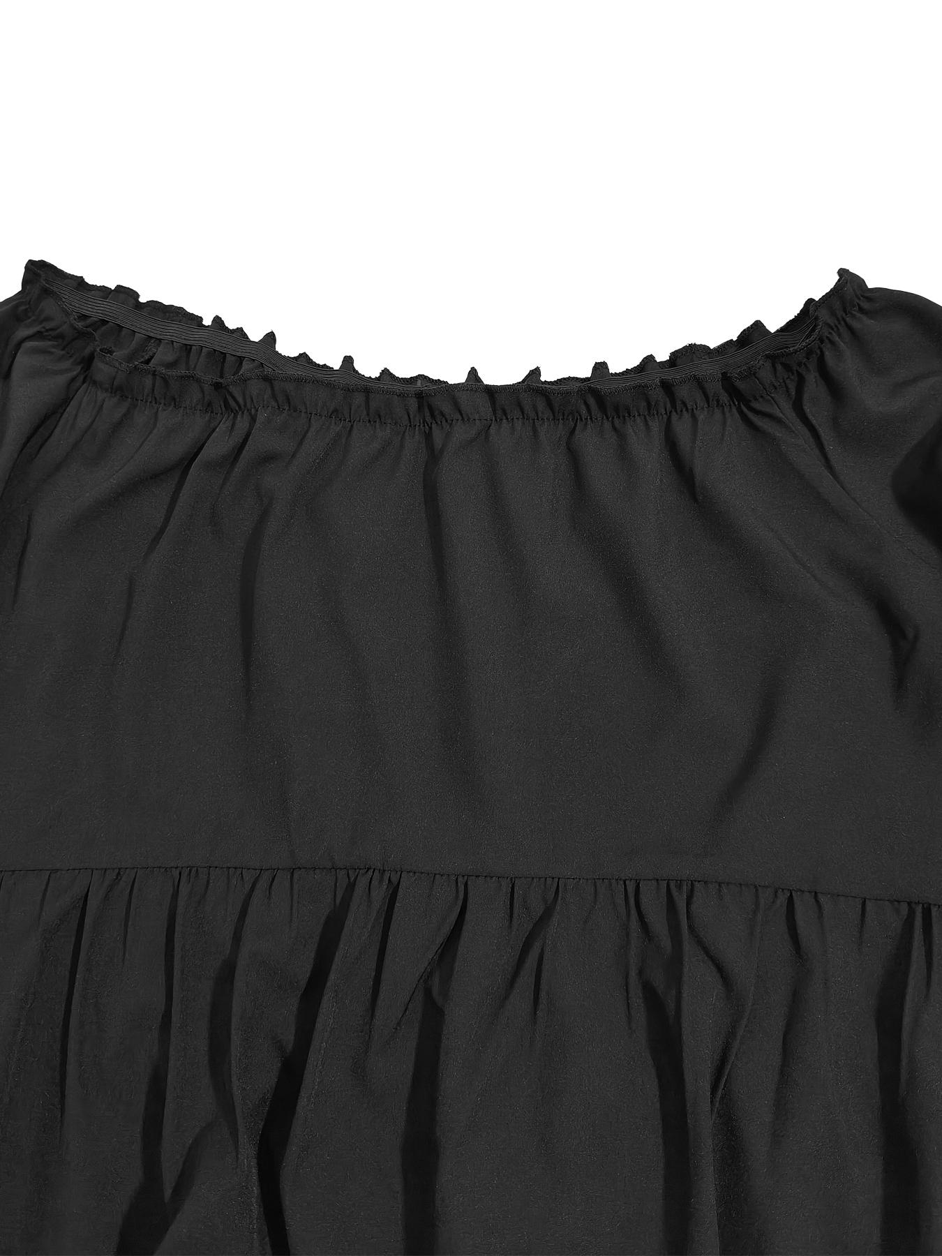 Plus Size Elegant Woven Long Sleeve Shirt, Blouse, Fitted Casual Plain Top with Stand Collar & Moderate Fabric, All Season Wear