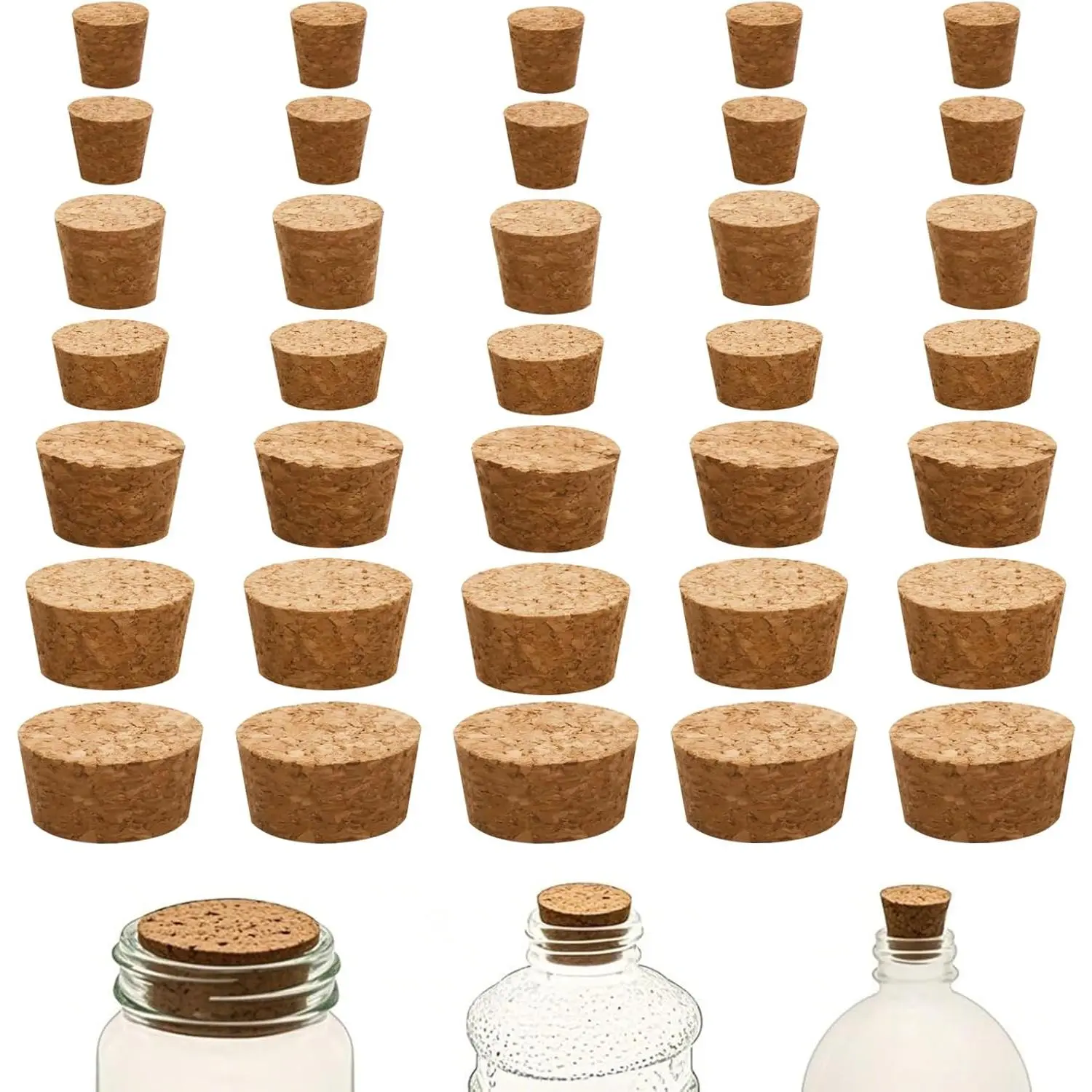 35 count Soft  Corks 7 Size, Wooden Tapered Cork Plugs  Bottle Stoppers,    Corks  for   Bottle Crafts
