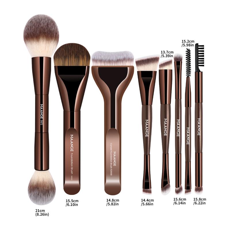 MAANGE 8pcs High-end Makeup Brush Set, Makeup Brushes Kits, Foundation Brush Loose Powder Brush Eyeshadow Brush Eyebrow Brush Blending Brush Nose Shadow Brush Eyeliner Brush Eyelash Brush, Perfect Gift for Beauty Enthusiasts