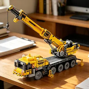 1008pcs City Series Engineering Vehicle Building Blocks Set, Crane and Forklift Models, Perfect Gift for Collectors, Desk Decor