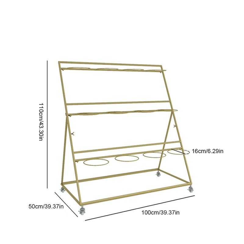 Flower Display Stand 3 Layers Metal Plant Stand with Wheels and Foot Brake Flower Display Stand 3 Layers Metal Plant Stand with Wheels and Foot Brake