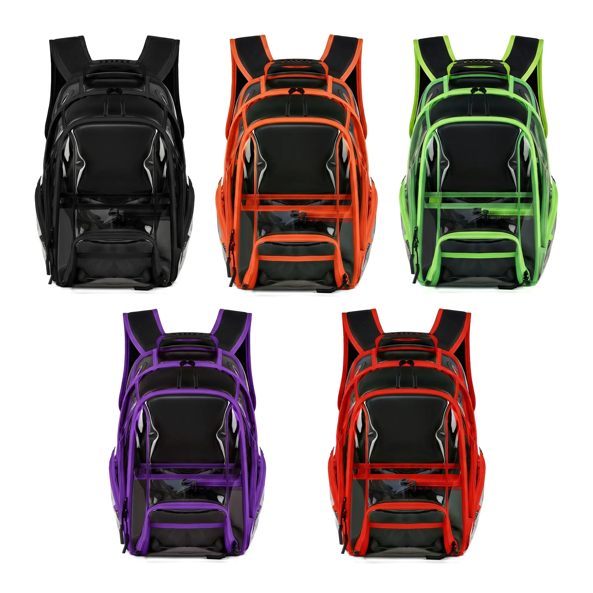 Clear Waterproof PVC Backpack For School 15 6 Inch Laptop Cushioned Straps Large Capacity Student Bag Solid Color Trendy