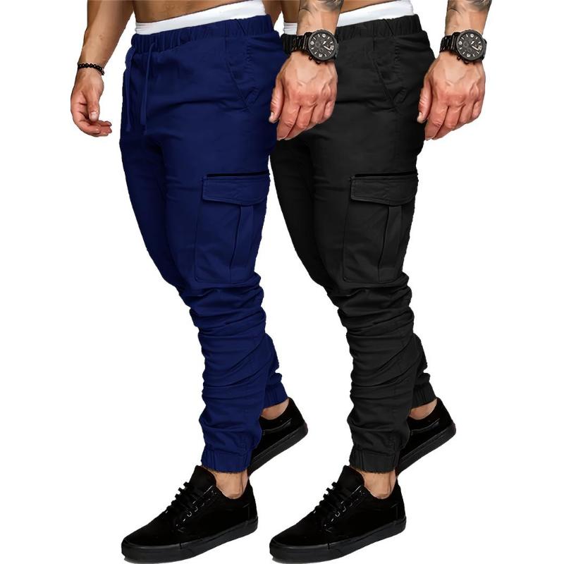 [2 Pack Relaxed Fit Cargo Pants] 2 Pack Cargo Pants For Men - Relaxed Fit Twill Joggers With Elastic Waistband And Stretch Fabric - Casual Wear