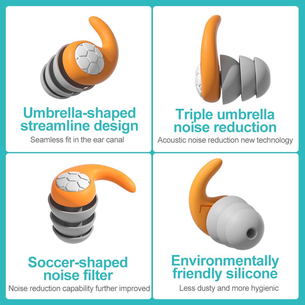 Silicone Noise Cancelling Earplugs Noise Filter Sleep Swimming Waterproof Three Layer Mute Earplugs wireless in-ear earbuds esrbuds audio earphone bluetooth-compatible  wireless earphone music video