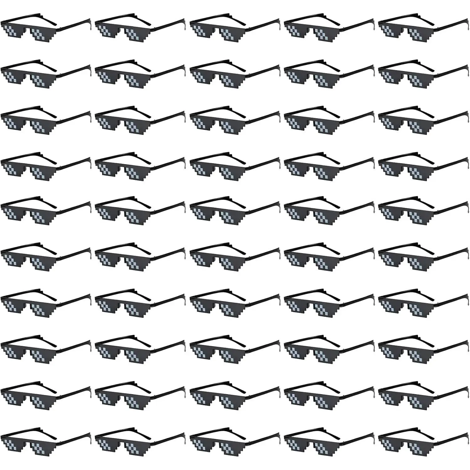 Bulk Thug Life Sunglasses for Women Men 8 Bit Pixelated Mosaic Gamer MLG Photo Props Glasses for Party 50/100 Pack