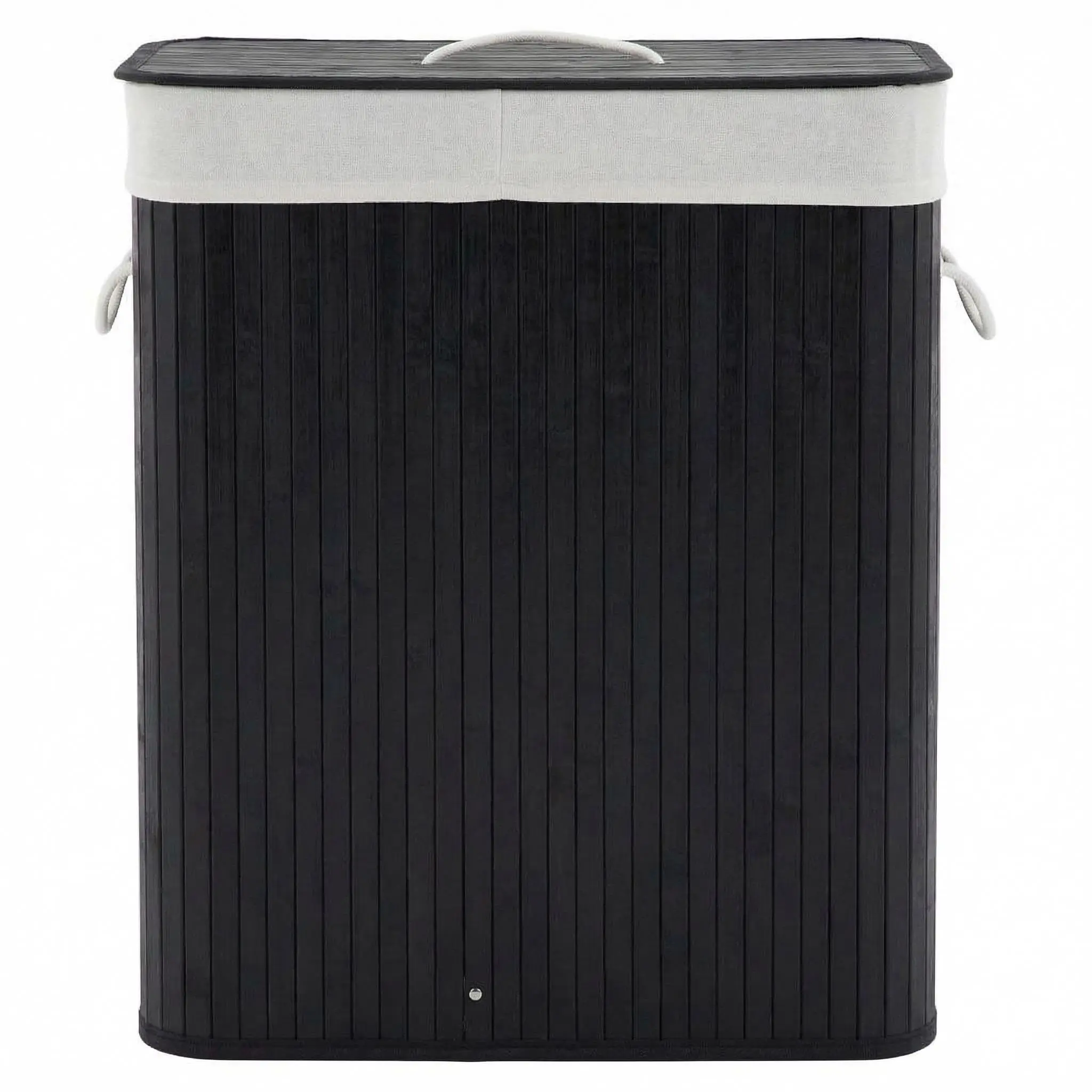 Folding 106L Wooden Laundry Hamper with Lid – Large Wooden Basket, 4 Compartments, Removable Washable Liner, Slim Collapsible Storage Bin for Bedroom, Bathroom, Dorm, Waterproof Handles – Natural & Brown