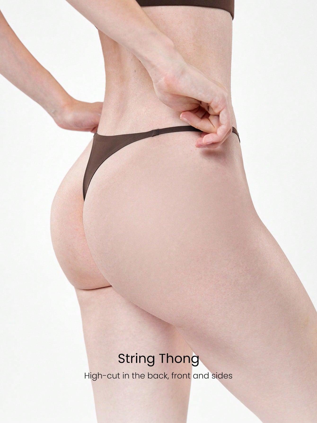 GLOWMODE 2-Pack Lightweight Invisible Flex Seamless Fit Mid-Rise Waist T-String No-Show Thong Underwear Daily Casual Wear