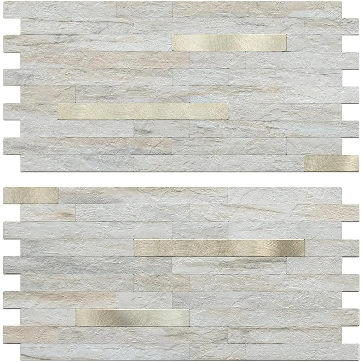 Faux Stone Peel and Stick Backsplash, PVC Wall Tile Stick  Backsplash for Kitchen and Bathroom (2, Beige Marble Look)