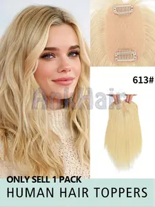 5x9cm Human Hair Topper for Women, Easy to Install, Lightweight, Ideal for Daily Use, Dates, Parties, Highlights Beauty