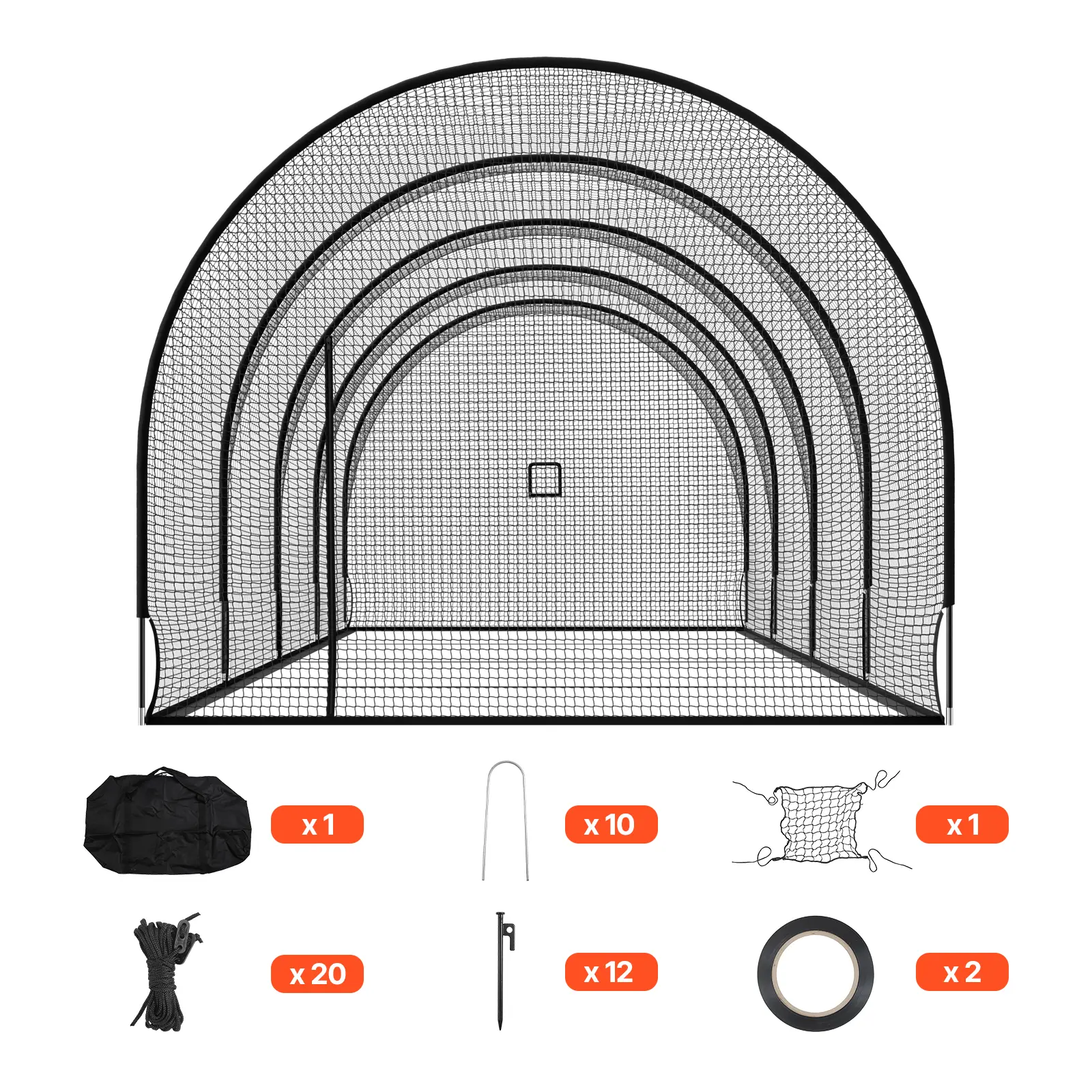 Baseball Batting Cage, 40.0 x 12.1 x 10.0 FT Freestanding Portable Batting Cage, Hitting Cages with 4-Ply Knotless Polyester & Pitching Machine Opening, Battings Cages Netting for Indoor Outdoor