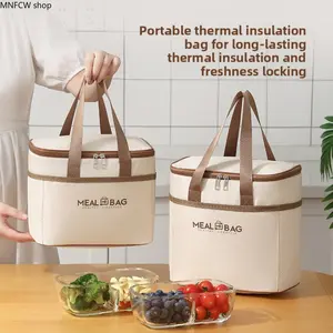 2026 Thermal Aluminum Foil Insulated Lunch Bag Tote - PU Leather, Thickened Waterproof, High-Capacity Bento Box Carrier for Students, Camping & Hiking Use