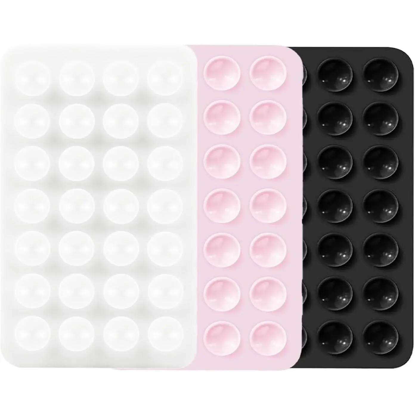 3 count Double Sided Phone Suction Pad,Sticky Phone Case for Wall ands-Free Fidget  Mirror Shower,Suction Cup Holder for  Mobile Power Supplies (Black White )