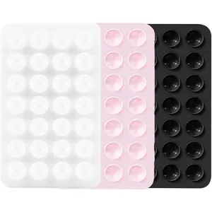 3 count Double Sided Phone Suction Pad,Sticky Phone Case for Wall ands-Free Fidget  Mirror Shower,Suction Cup Holder for  Mobile Power Supplies (Black White )