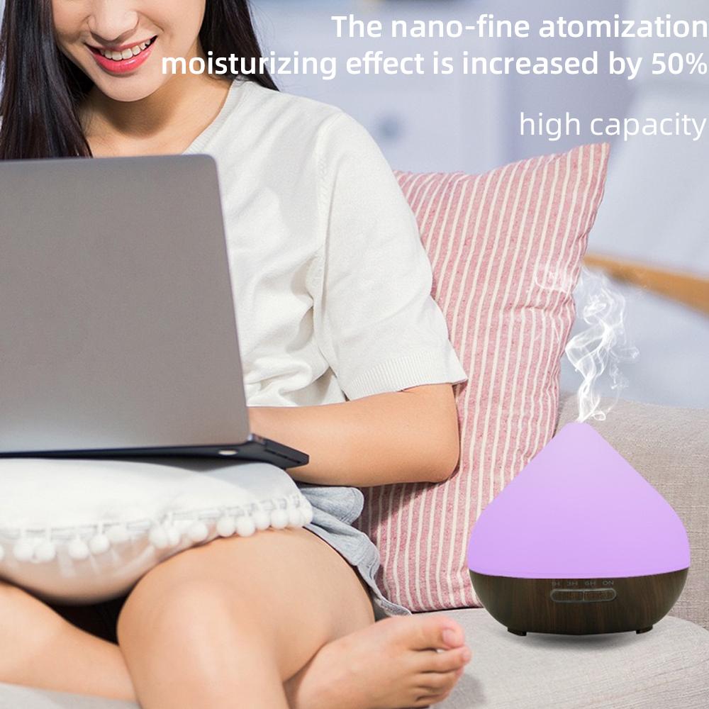 Complete Aromatherapy Set: 500ml Essential Oil Diffuser with Remote, Ultrasonic Humidifier, Color LED Lights & 6 Premium Oils