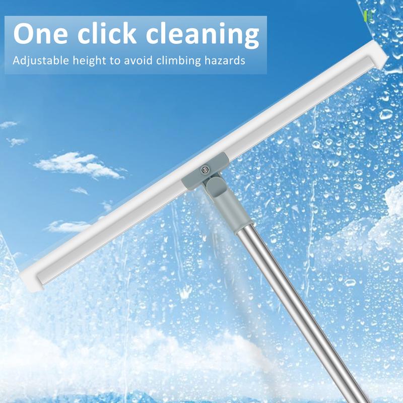 Floor Squeegee with Adjustable Long Handle 180° Rotatable Silicone Squeegee Scrubber with Replacement Squeegee Multifunctional Floor Squeegee Broom Detachable Floor Squeegee Blade
