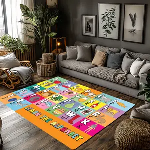 Kids Alphabet Learning Crystal Velvet Educational Play Rug #KidsEducationalRug #AlphabetFloorMat #LearningCarpet #CrystalVelvetHomeDecor