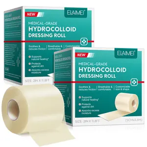 ELAIMEI Hydrocolloid Dressing Rolls (2 inches x 11.8 feet), 2 boxes; ultra-soft, breathable, skin-friendly and Protective design; waterproof and highly adhesive; for wound care; high-quality skin dressing