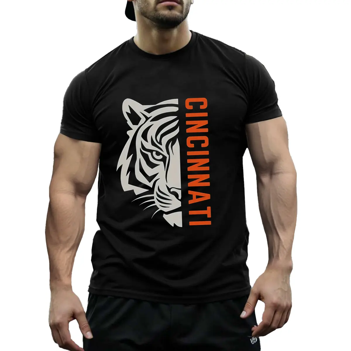 1Pc Cincinnati Football-Inspired Menswear Casual Round Neck Shortsleeve Printed Graphic Top - Men's Casual Shirt for All Seasons, Tops, Football Print