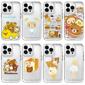 Hot Cute Rilakkuma Snack Food Art Phone Cases For iPhone 17 Promax Air 16 Pro 15 14 Plus 13 12 & Samsung S23-26 Soft Clear TPU Cover For Girls, Birthday Gifts