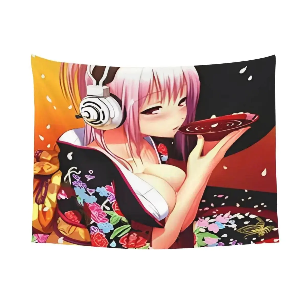 Super Sonico Pink Hair Nurse Tapestry - Kawaii Anime Photo Backdrop, Lightweight Indoor Wall Hanging for Bedroom Dorm Decor, Home Supplies Gift, Indoors