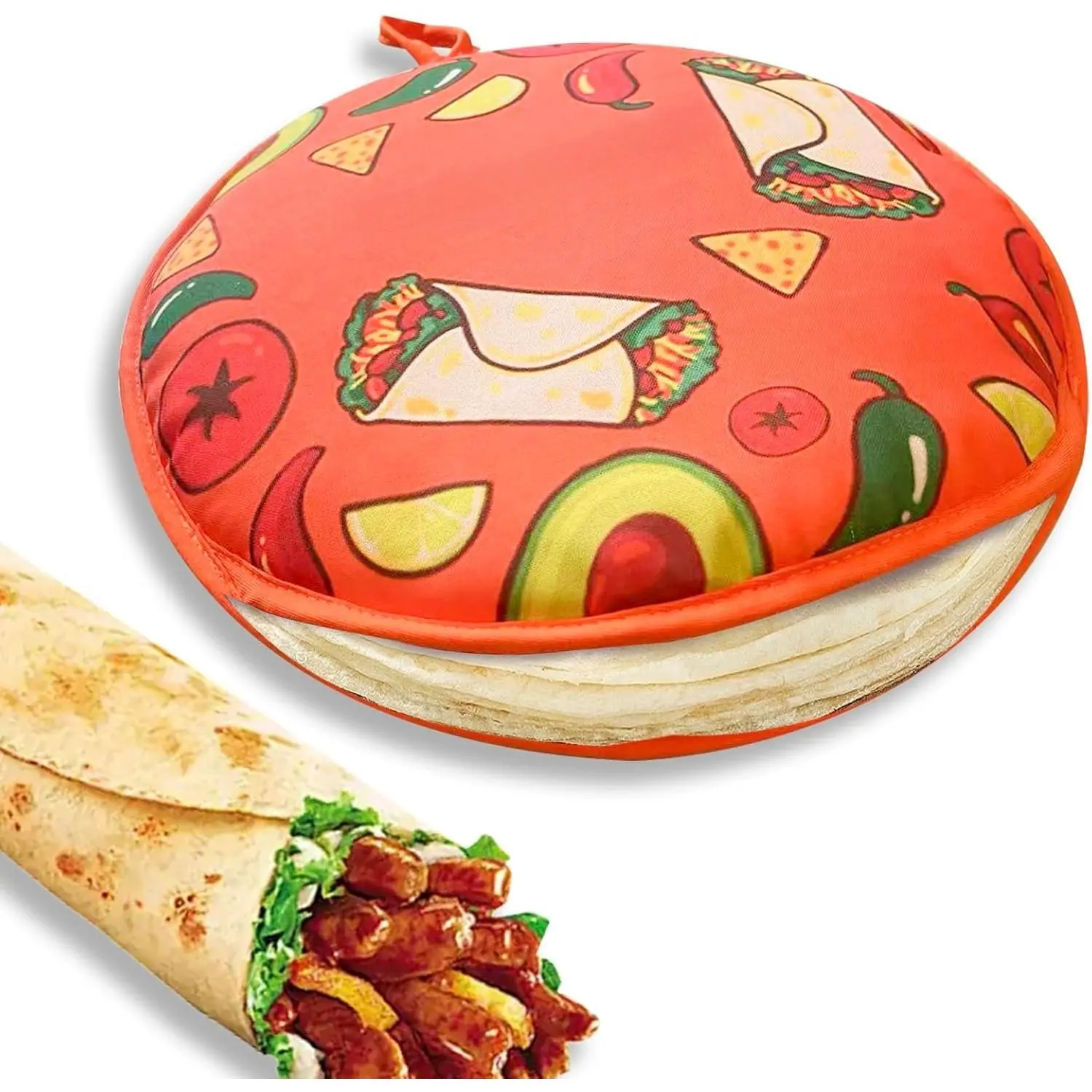 Large  Tortilla Warmer, Microwavable & Classic, Insulated Fabric Pouch Keeps Tacos, Naan, Pizza & Flour Tortillas Cozily Warm for 1 Hour, Outlasting & Ideal for Family Feasts, Orange