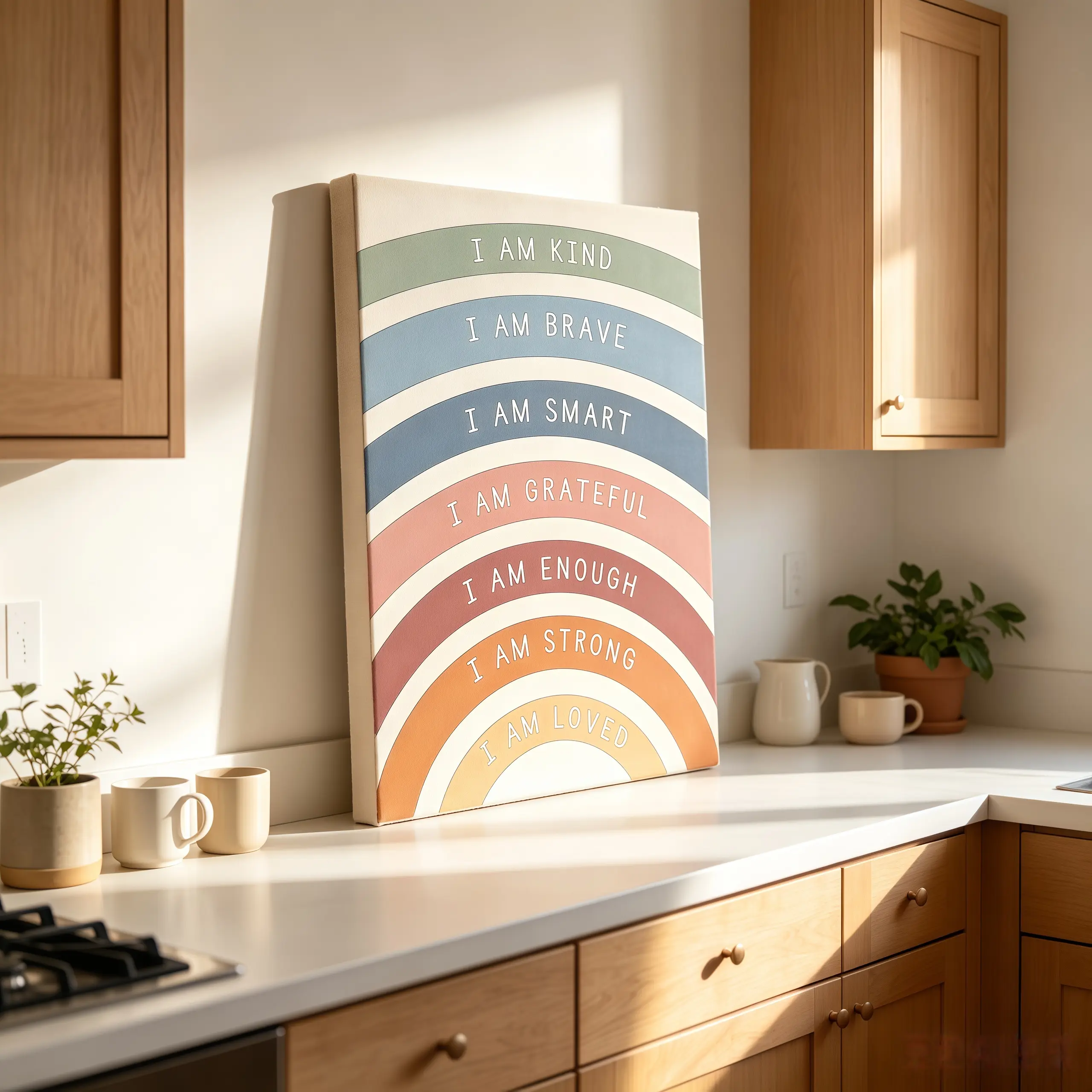 Rainbow Affirmations Painting Canvas Wall Art Poster, 1 Set Boho Inspirational Quotes Classroom & Playroom Wall Decor, Ornaments, Dopamine Decor, Wooden Wall Art, Home Decor Products, Artwork, Positive Affirmation Wall Decor, Colorful Boho Poster, Kids Ro