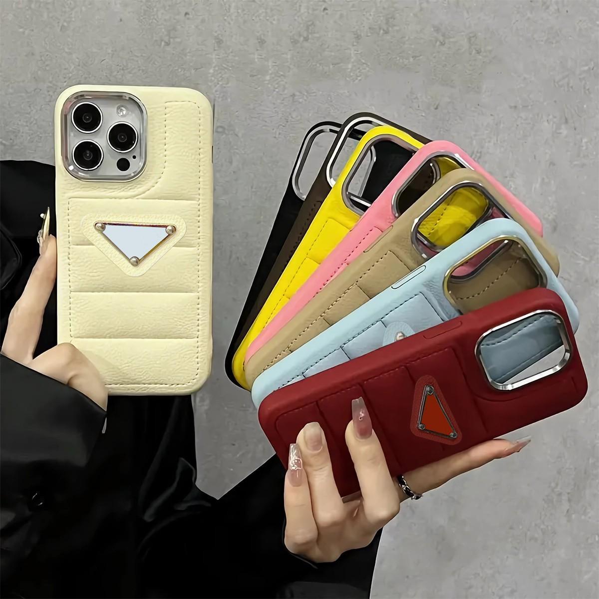 Luxury Shockproof Down Jacket Puffer Case For iPhone 17 16 15 14 Pro Max Leather Trendy Phone Cover Protective Protection Cellphone Protector