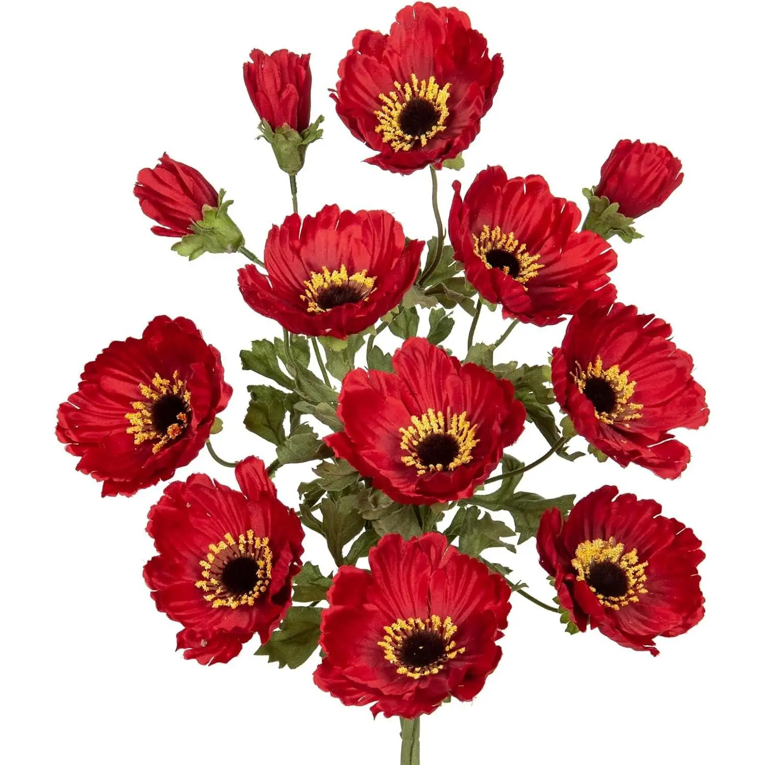 28.3" Red Artificial Flowers Poppy Flowers 3Pcs Silk Fake Poppy Flowers Real Touch Faux Poppies Spring Flower Long Stem Arrangement with 4 Heads for Party Centerpiece Bouquet Table Home Decoration
