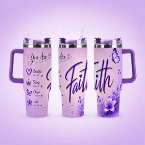 You Are Beautiful, Strong, Chosen & Loved Faith Tumbler – Purple Butterfly Christian Cup for Women, Inspirational Bible Verse Travel Mug, Meaningful Christian Gift for Mom, Sister & Best Friend