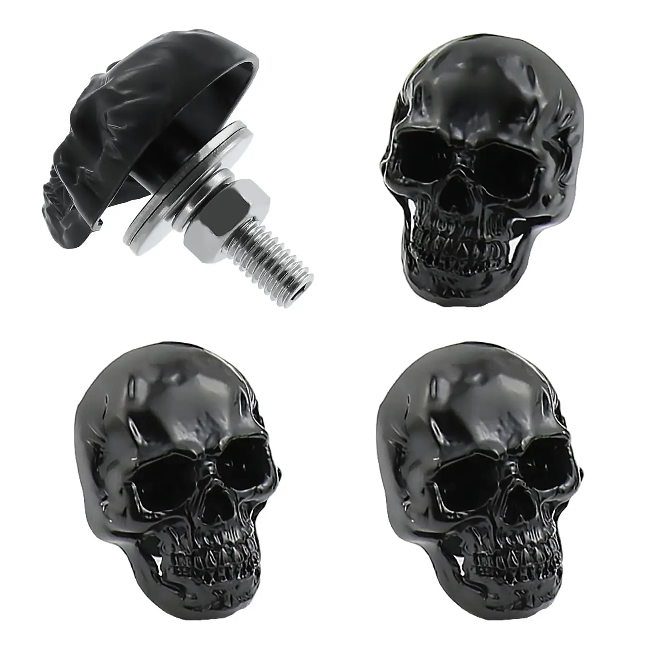 Skull  Plate Screws  Plate  4 count Black | Stainless Steel  Plate Frame Kit Fasteners Decorative Cool Funny  Alloy Metal    Accessories