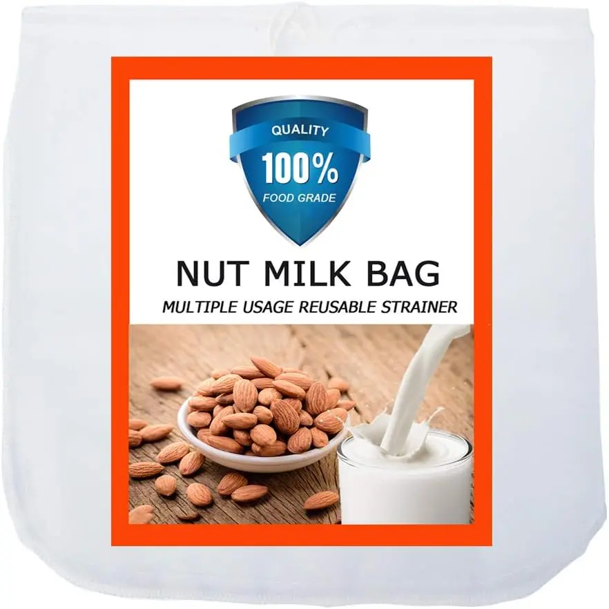 Nut Milk Bag, Pro Quality Multiple Usage   Strainer, Cold Brew Coffee Bag Cheese Cloth, Ultra Fine Nylon Mesh  Grade for Almond/Soy Milk, Juice, Coffee, , 12"x12"